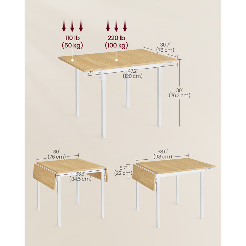 Brimmer Metal Base Dining Table, Natural Oak, White