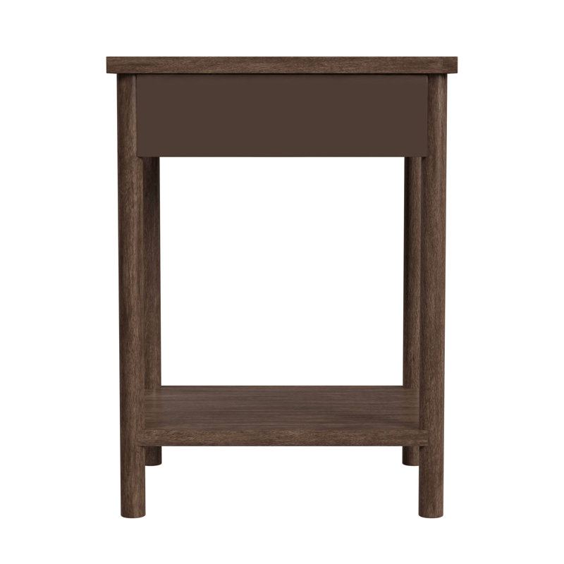 Lennon 1 Drawer Rounded Leg Nightstand, Dark Brown