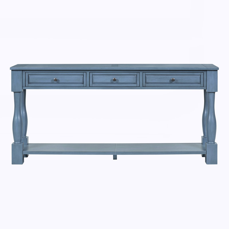 Console Console de 63 po de long avec tiroirs et tablette pour le vestibule, Navy