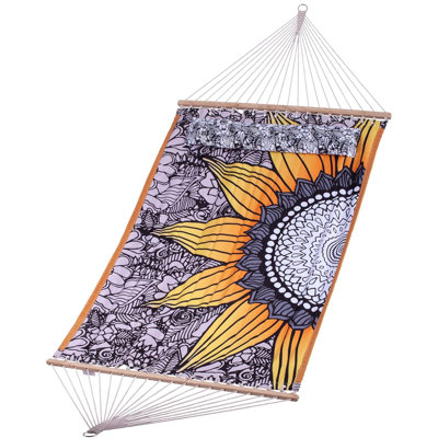 Reversible Quilted Hammock - Single Or Double Hammock For Outdoor Relaxation With Matching Pillow, Flower