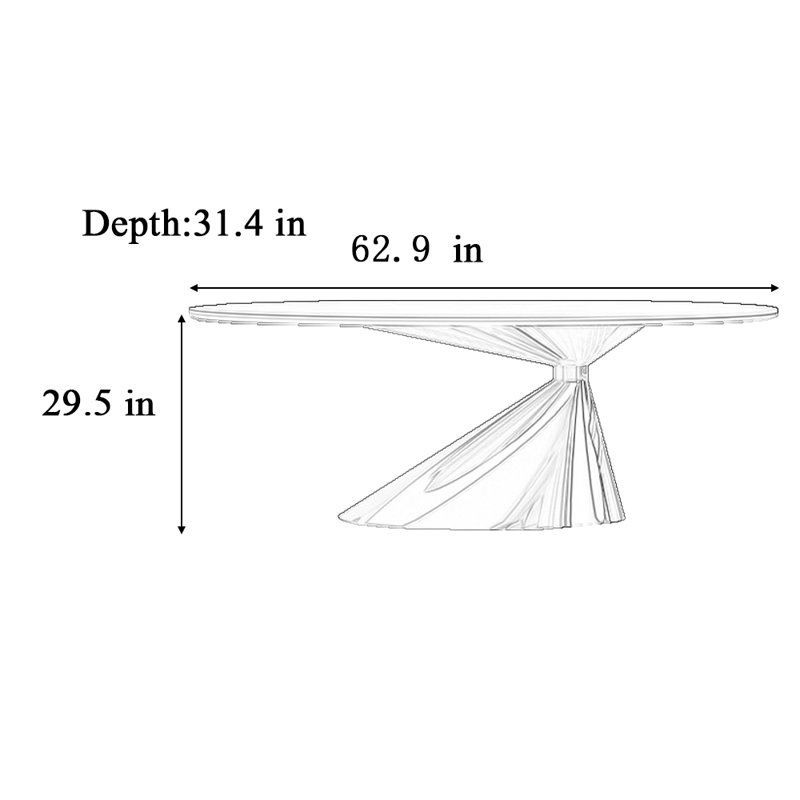 Art rock plate dining table, 29.5"H x 62.9"L x 31.4"W