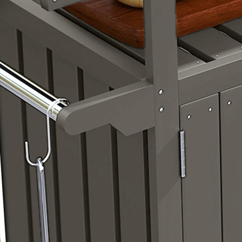 Chariot pour îlot de cuisine extérieur avec armoire de rangement en acier inoxydable et roues pour patio, Gris