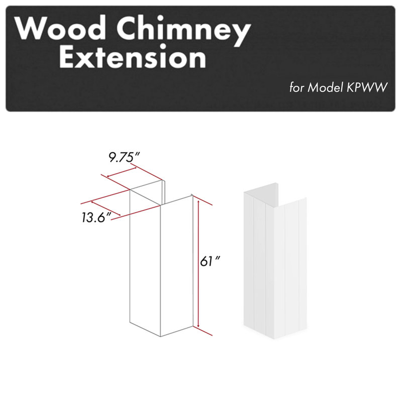 Zline 61 In. Shiplap Bright White Wooden Chimney Extension For Ceilings Up To 12 Ft. (kpww-e)