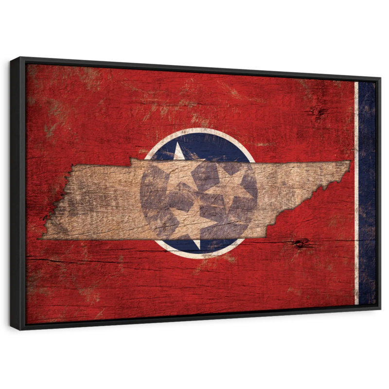 State Map Over Tennessee Flag Canvas Print, 21" H x 31" W