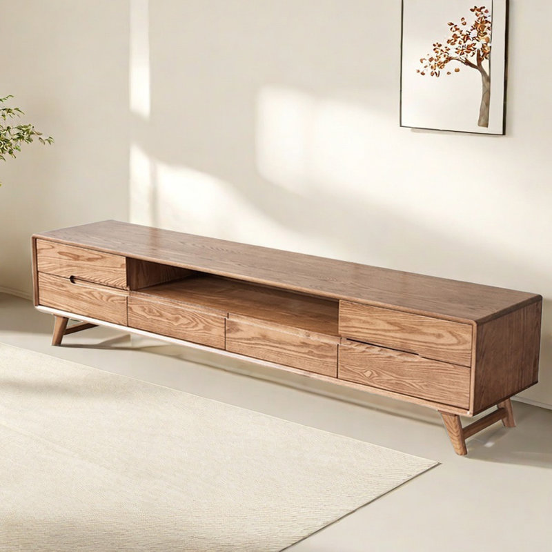 Meuble télé en bois de frêne durable, 78.74"
