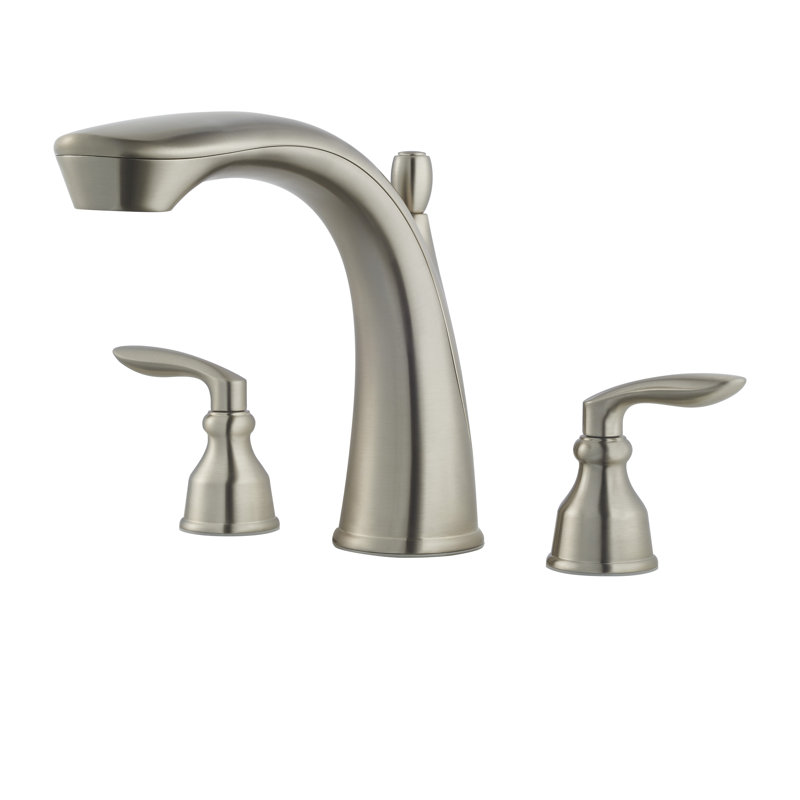 Avalon Double Handle Deck Mounted Roman Tub Faucet, Brushed Nickel