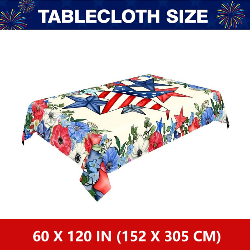 Nappe rectangulaire à motif floral étoile 4ème 4 juillet 4ème de juillet
