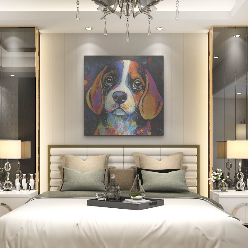  «Woof Beagle» par Rich Monet, art mural en métal, 36 po x 36 po, H 36 po x l 36 po
