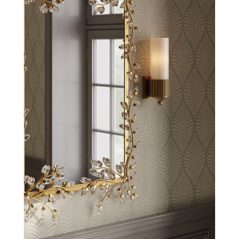 Forget-Me-Not Rectangle Beveled Mirror, Gold