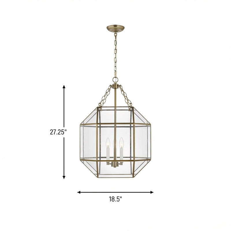 Morrison 3 - Light Pendant, 27.25" H x 18.5" W x 18.5" D, Satin Brass, Clear