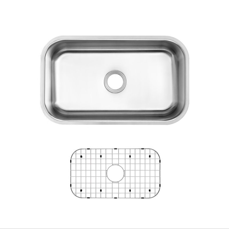 Évier de cuisine encastré à simple cuve en acier inoxydable