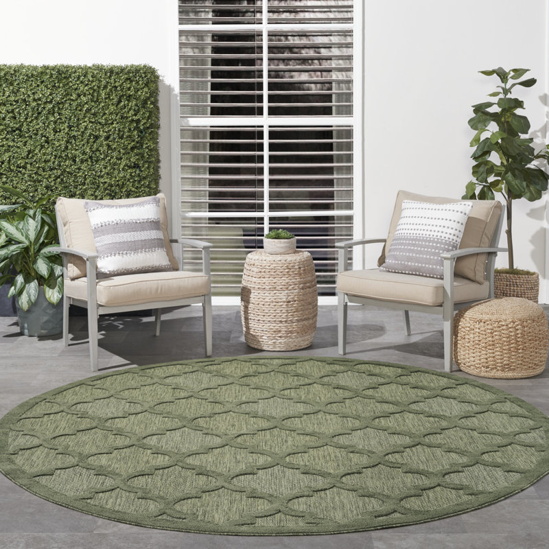Miyari Geometric Indoor / Outdoor Rug, Round 6'