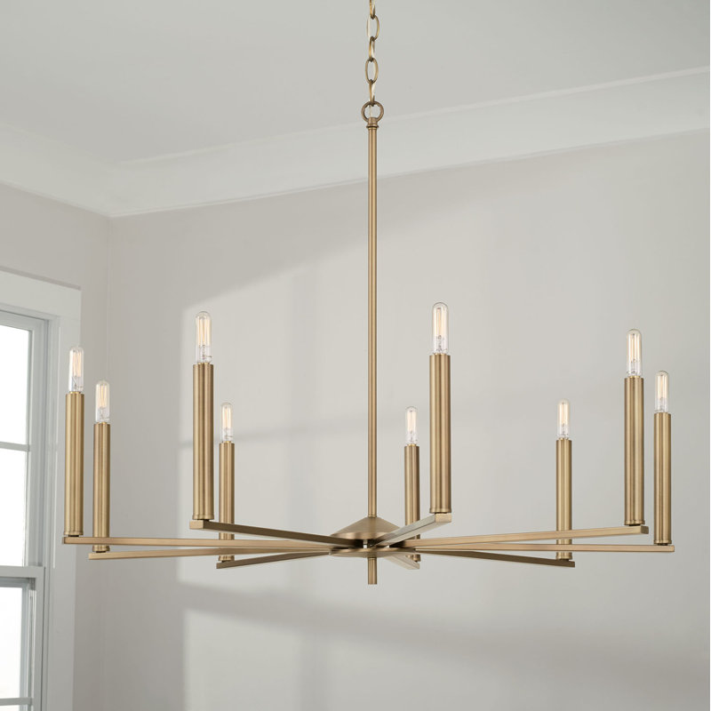Kress 9 - Light Dimmable Modern Linear Chandelier, Aged Brass