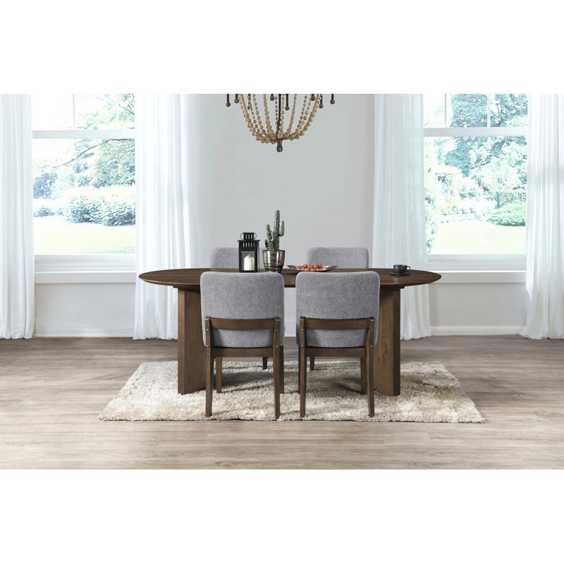 Ensemble de table de salle à manger ovale en bois 5 pièces avec 4 chaises rembourrées gris pierre Darrow, Gris