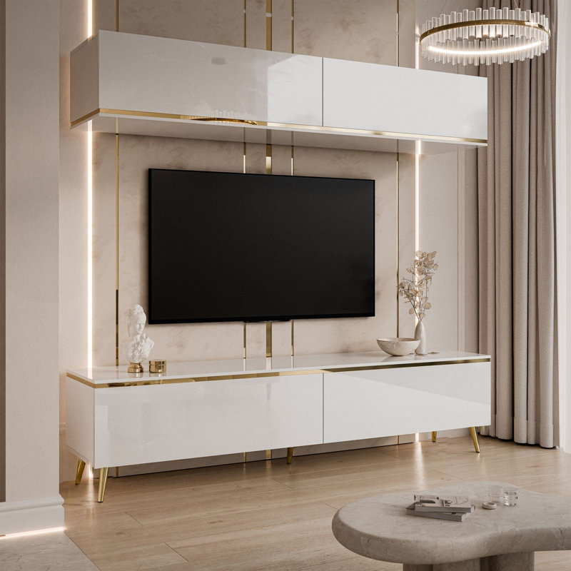 AURORA TV Stand on Legs, White