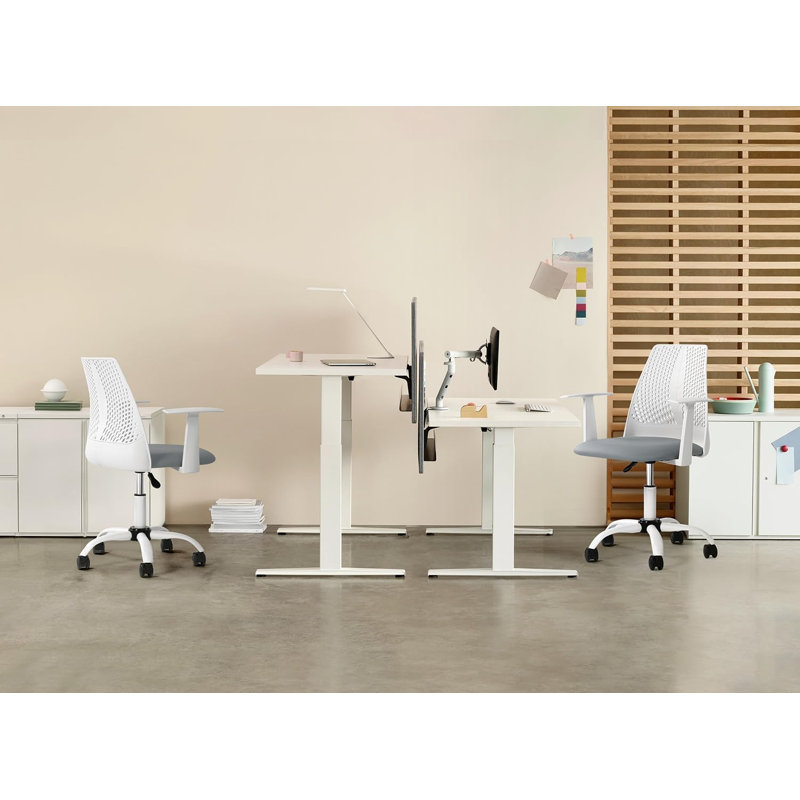 Chaise de bureau Berlin, Blanc / gris, Blanc