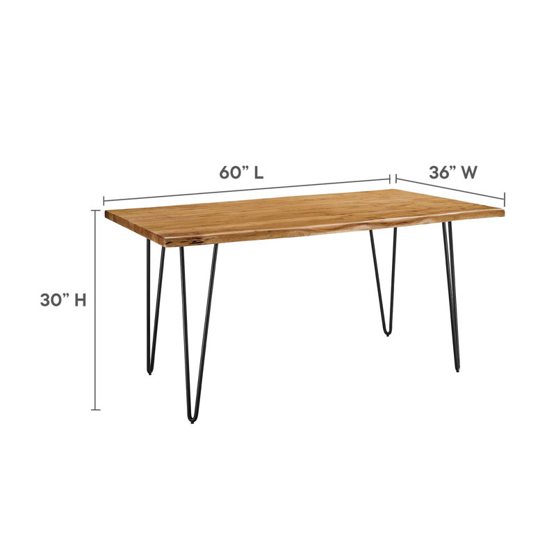 Ardor 60" Live Edge Acacia Wood Dining Table with Black Metal Legs