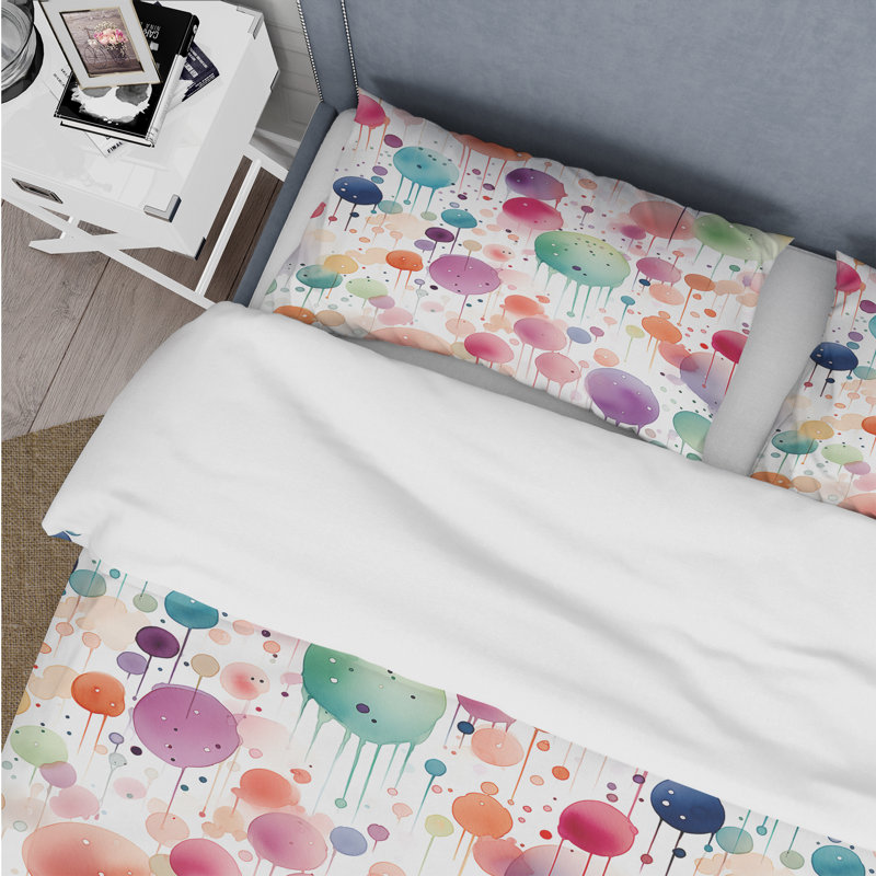 Ensemble de housse de couette Watercolor Delight, Housse de couette pour grand lit et 2 taies décor