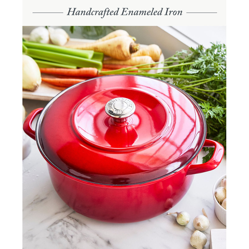 Lava Red Enameled Cast Iron 5.3QT Dutch Oven with Lid