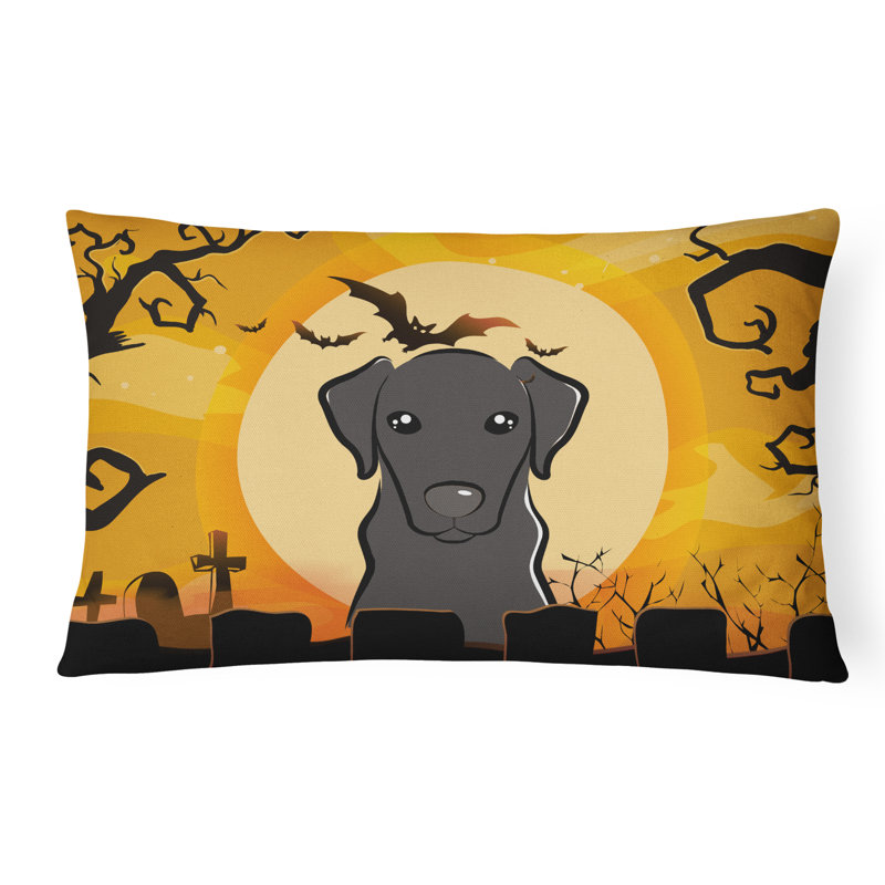 Coussin intérieur / extérieur Halloween Labrador, Noir