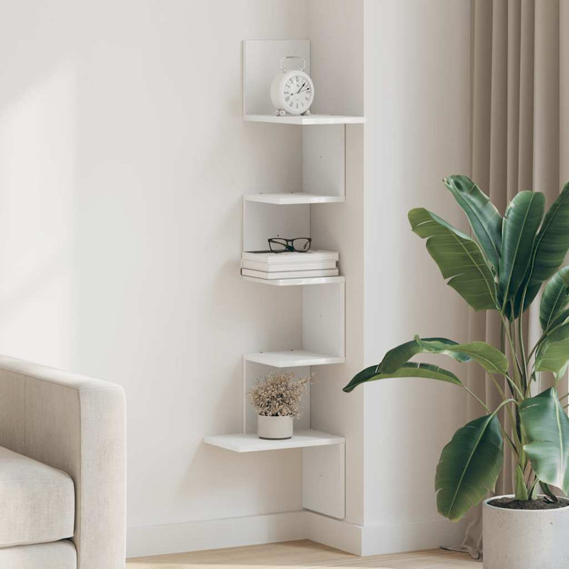 Aydali 5 Piece Corner Shelf, 127.5cm H x 32cm W x 32cm D, Smoked Oak