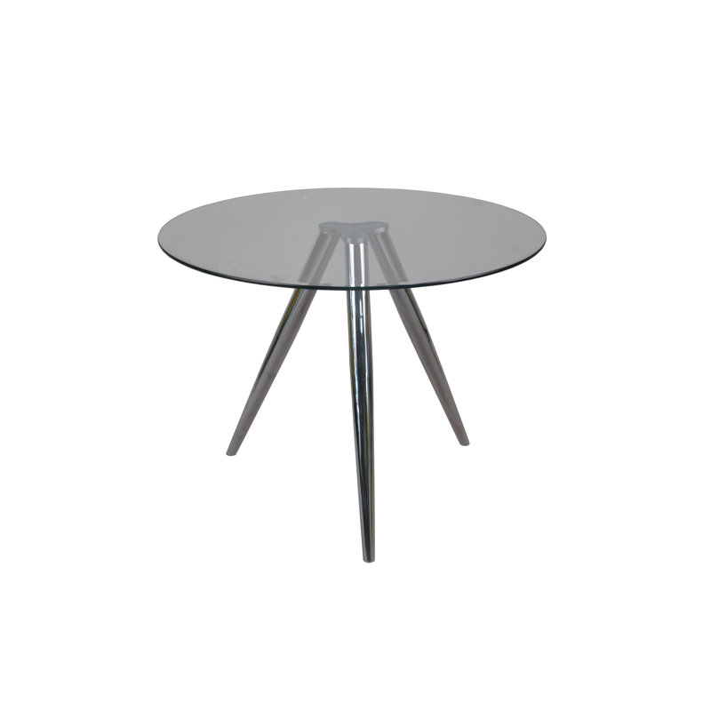 Montelongo Round Glass Top Metal Base Dining Table