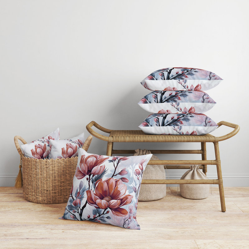 Coussin Zinnia, H 18 po x l 18 po, Bleu/rouge