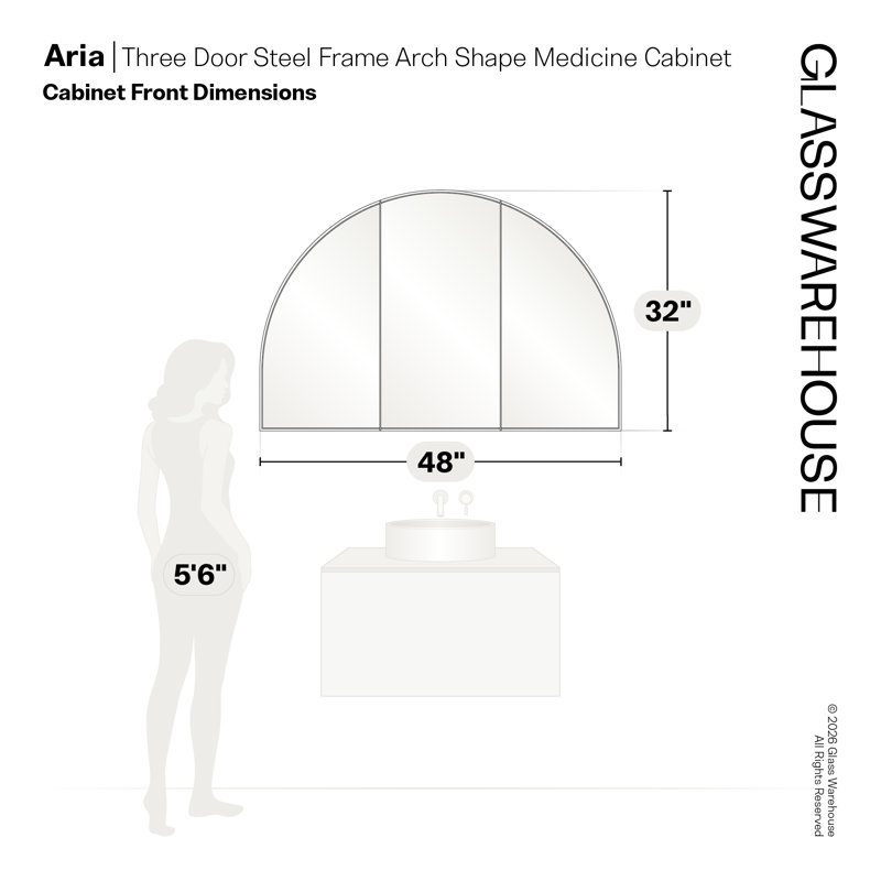 Recessed Framed 3 Doors Medicine Cabinet with 3 shelves, White