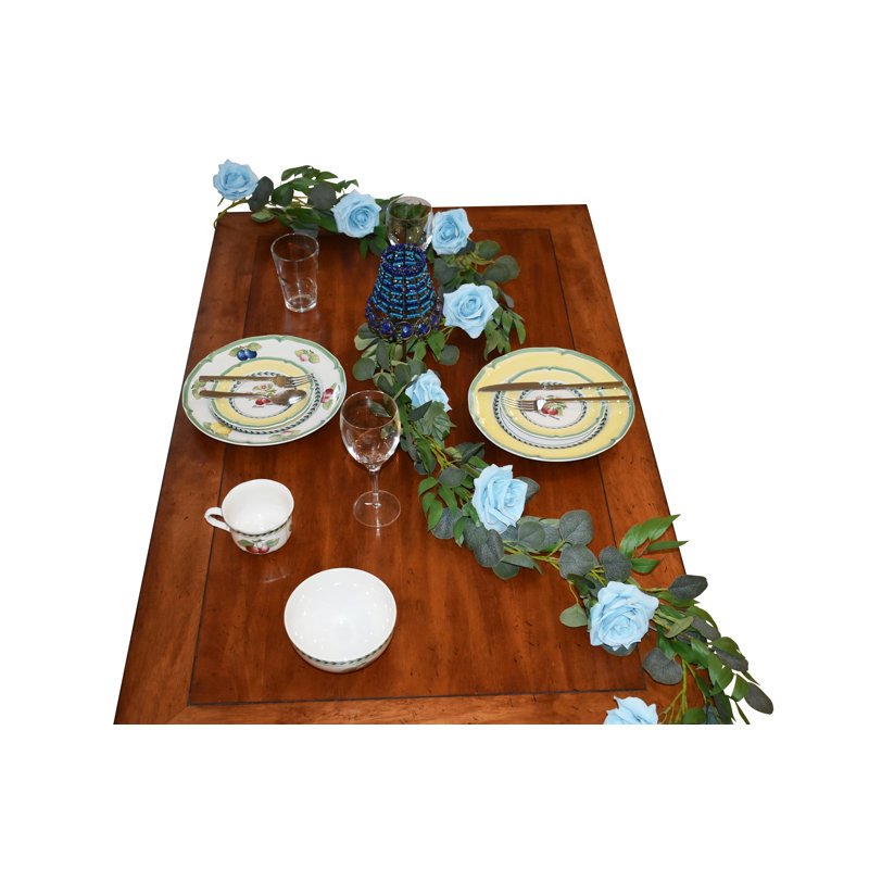 Guirlande 72 "Faux Roses Eucalyptus, Bleu