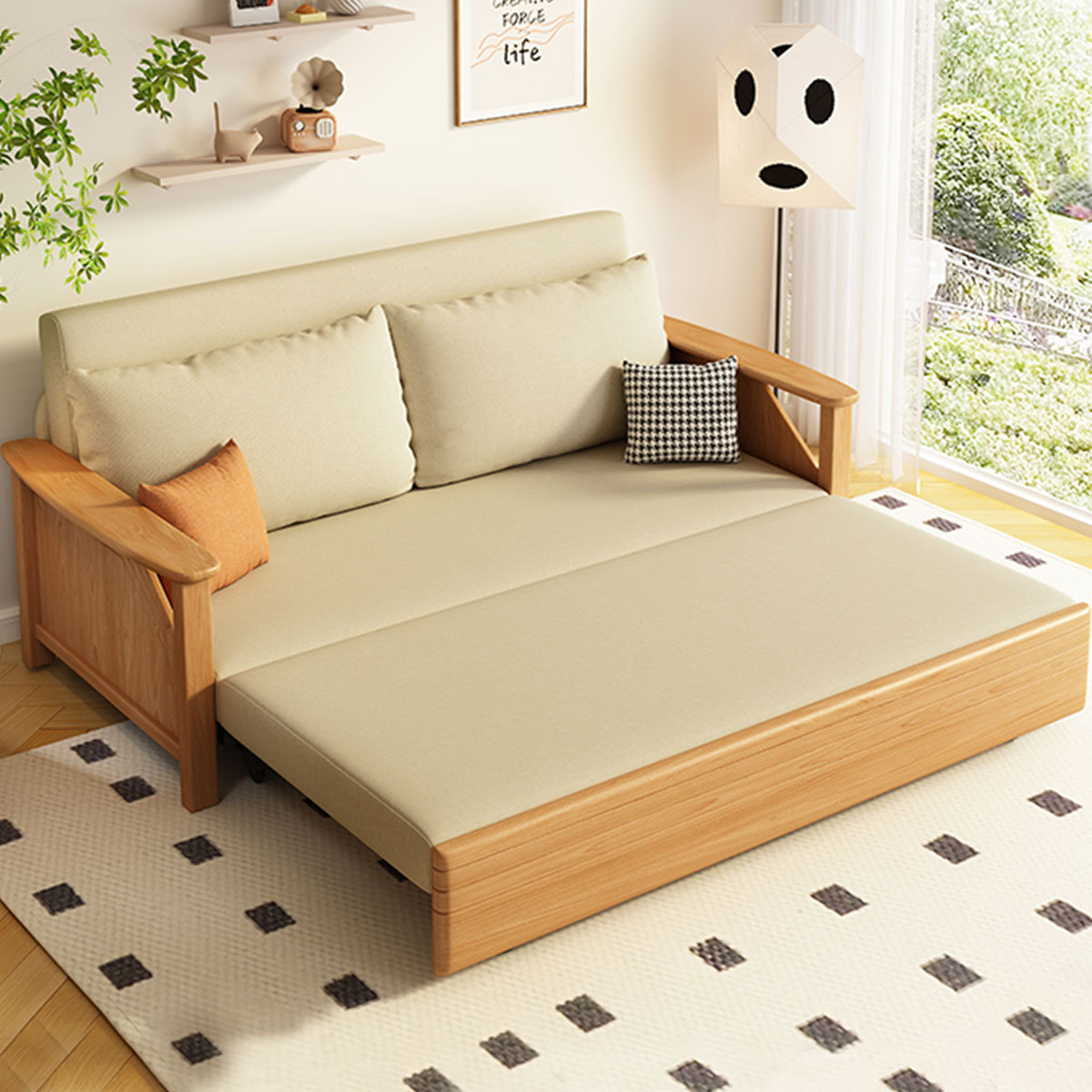 Mont Bike Solutions Loveseat Beige Cotton and Linen Sleeper sofa | Wayfair