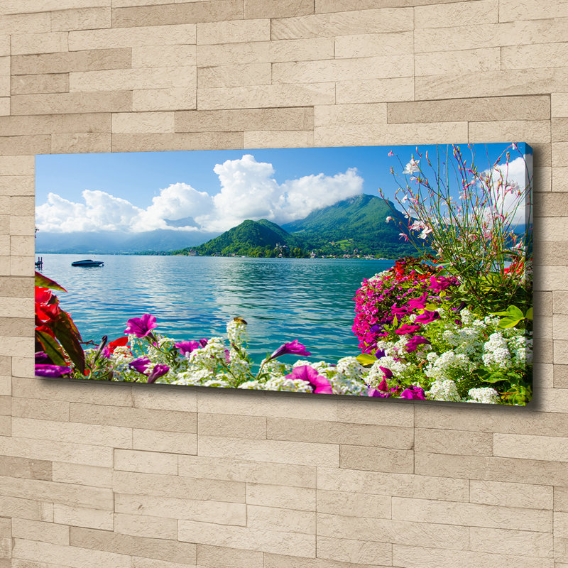 Flowers By The Lake - Wrapped Canvas Print