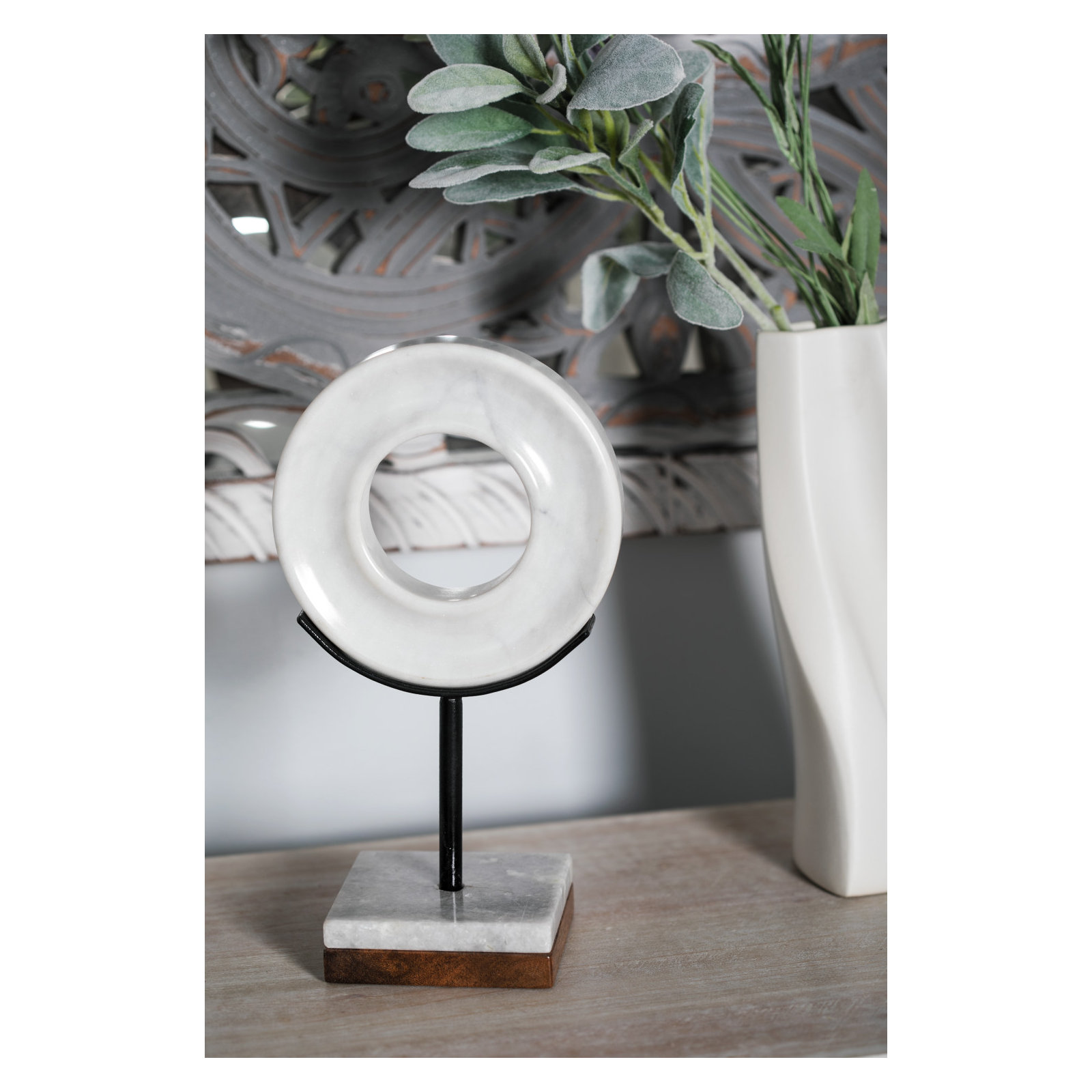 Marble Ring Sculpture, 11" H x 4" W x 6" D