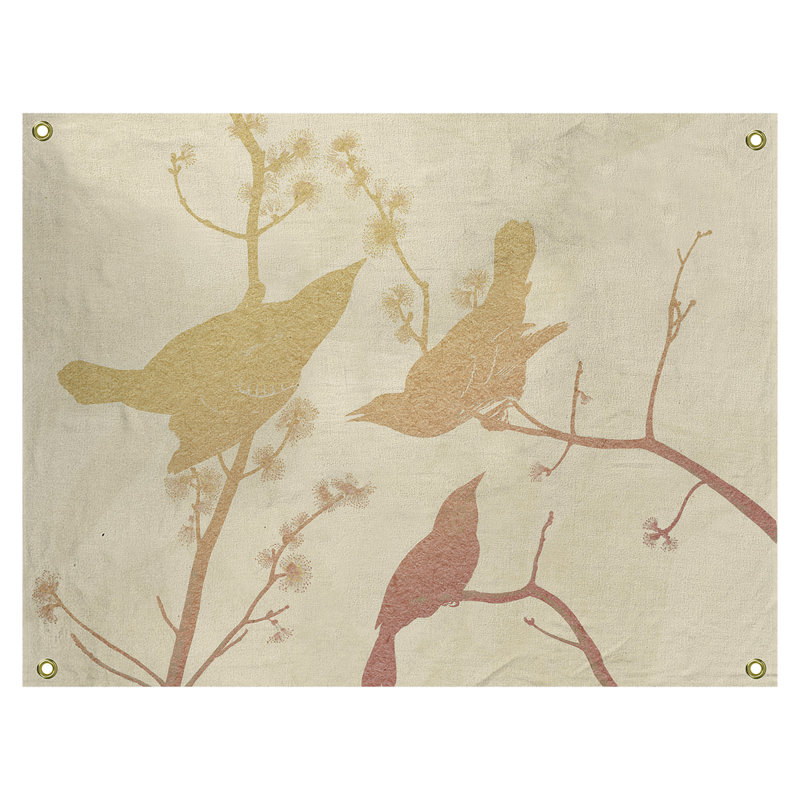 Tapisserie murale starling à oreilles Maciejewski, H 37,5 po x l 27,5 po, Beige/Or