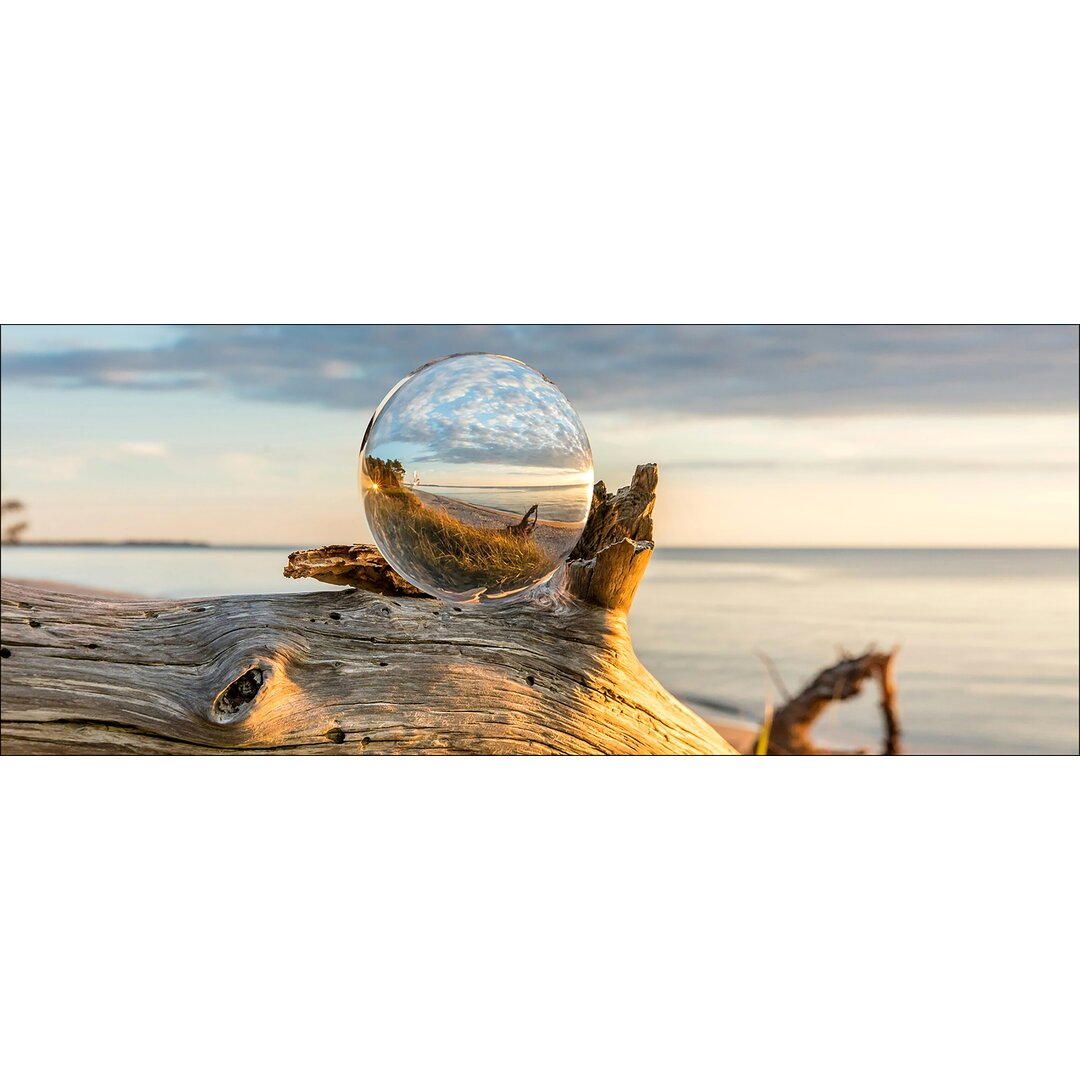 Glasbild Tropfen auf Holz