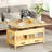 Lift Top Coffee Table, 3-in-1 Multifunctional Coffee Table with Drawers and Hidden Compartments