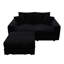 82,7 po à 3 sièges, velours côtelé, tissu doux, bois massif, repose-pieds amovibles, fauteuil inclinable noir de 82,7 po avec coussins, support stable, coussins multiples