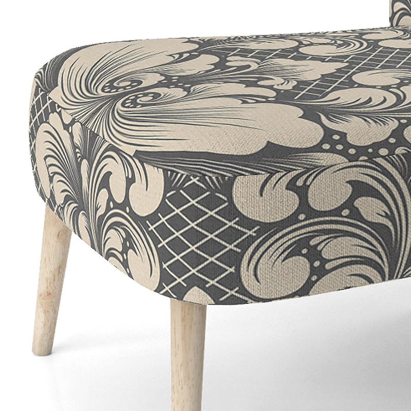 Chaise d'appoint rembourrée à motif en damas noir