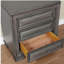 Table de chevet 3 tiroirs en bois massif gris avec poignée ronde en nickel et table de chevet avec base-1092988322