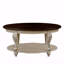 Table basse ovale en bois massif à 2 niveaux
