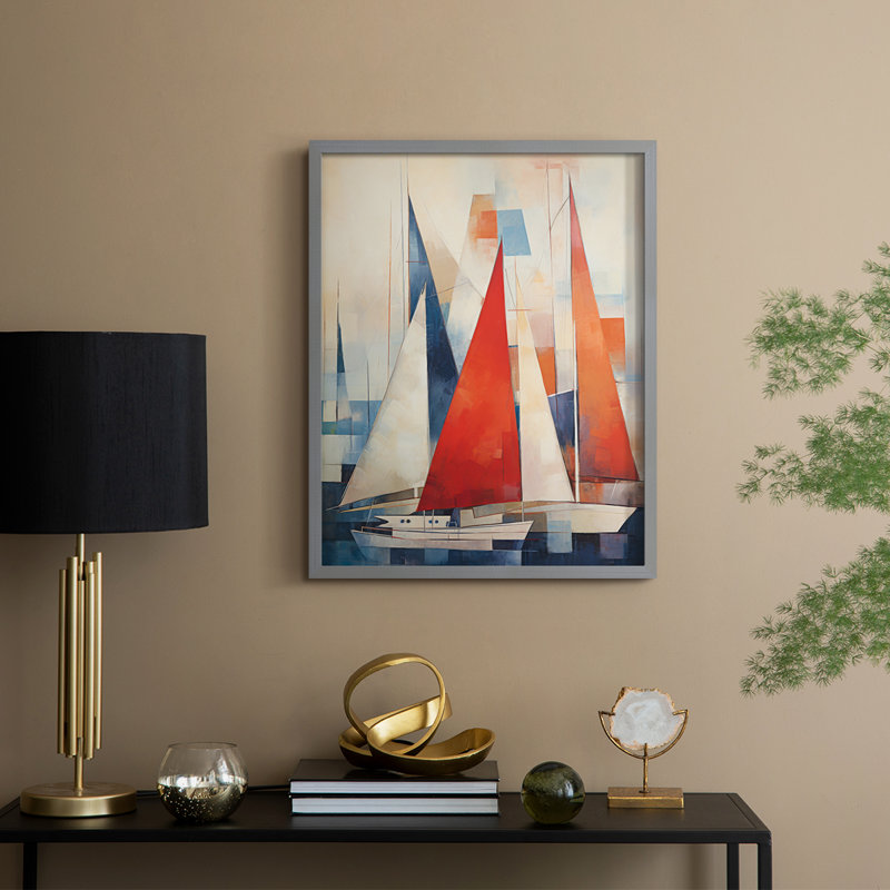 NAUTICAL Series CDVI, reproduction encadrée - bois massif, Gris, 11" H x 9" W