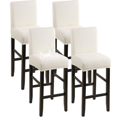 Waterproof Bar Stool Covers, Stretch Pub Stool Chair Cover Removable Washable Counter Stool Covers Bar Stool Slipcovers For Kitchen, Pub, Dining Room (4 Pack, T-Beige)