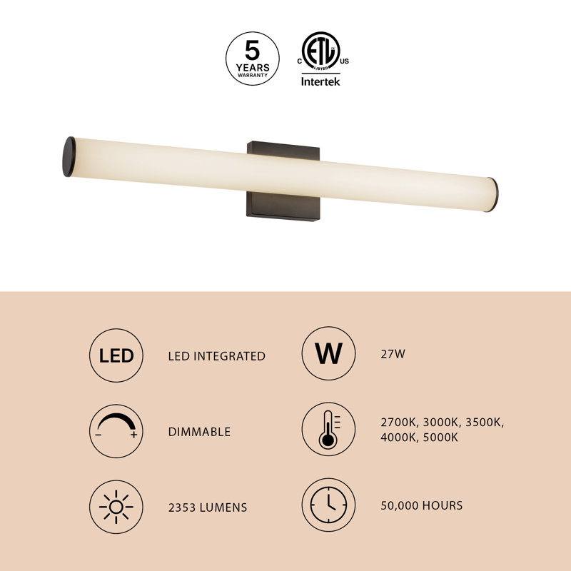 Rico 30-in Black dimmable LED Wall Sconce, Matte Black
