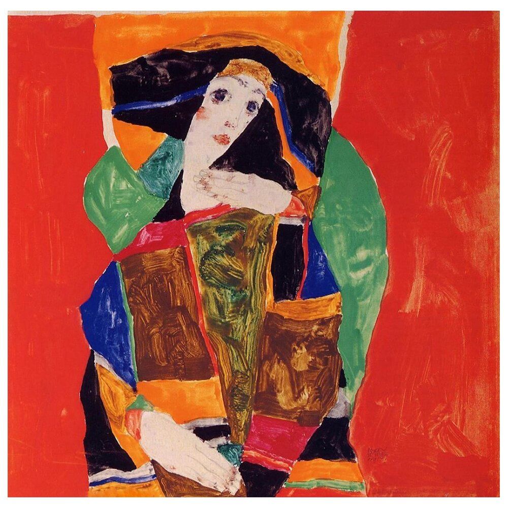 Leinwandbild Portrait einer Frau von Egon Schiele