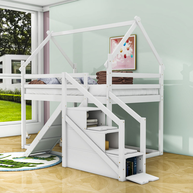 Maddocks Wood Kids Twin Over Twin Bunk Bed, White
