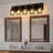 Vintage Industrial 31 - Inch 5 Wall Sconce Black Cage Lighting With Rustic Wood For Hallway, Bedroom, Living Room, Compatible Incandescent And Led Lamps Walnut Bathroom, Office, Entryway, Robust