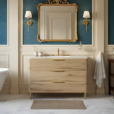 Meuble-lavabo autoportant 48 po avec lavabo et 3 tiroirs de rangement 48 po