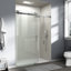 Porte de douche sans cadre de 56 à 60 po x H 76 po en verre trempé coulissant à fermeture douce avec revêtement antidéflagrant, nickel brossé