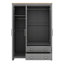 Armoire-penderie 3 portes avec 2 tiroirs, armoire en bois H 67,9 "avec 2 tringles et tablettes