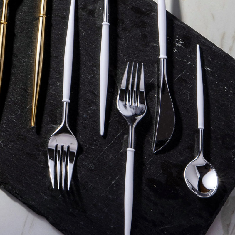 Disposable Noble Collection Flatware Set, Silver/White