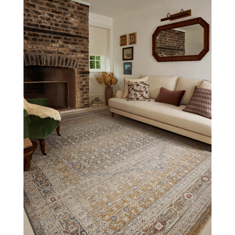 Tapis pierre / or Chris Loves Julia x Loloi Ida, Tapis de couloir 2 pi 7 po x 8 pi